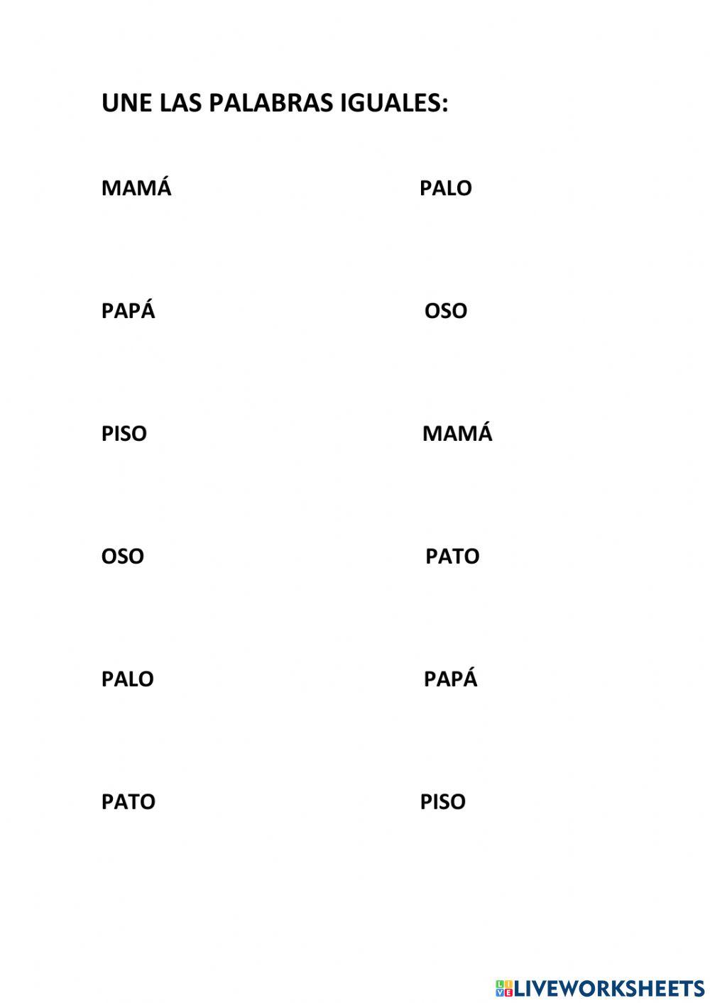 Une palabras iguales