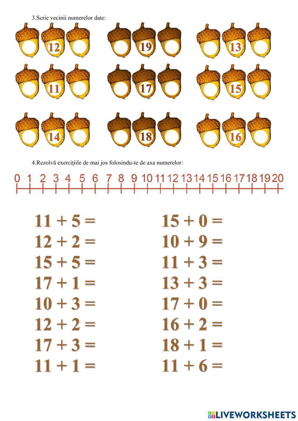 Adunarea numerelor de la 0 la 20. Pădurea