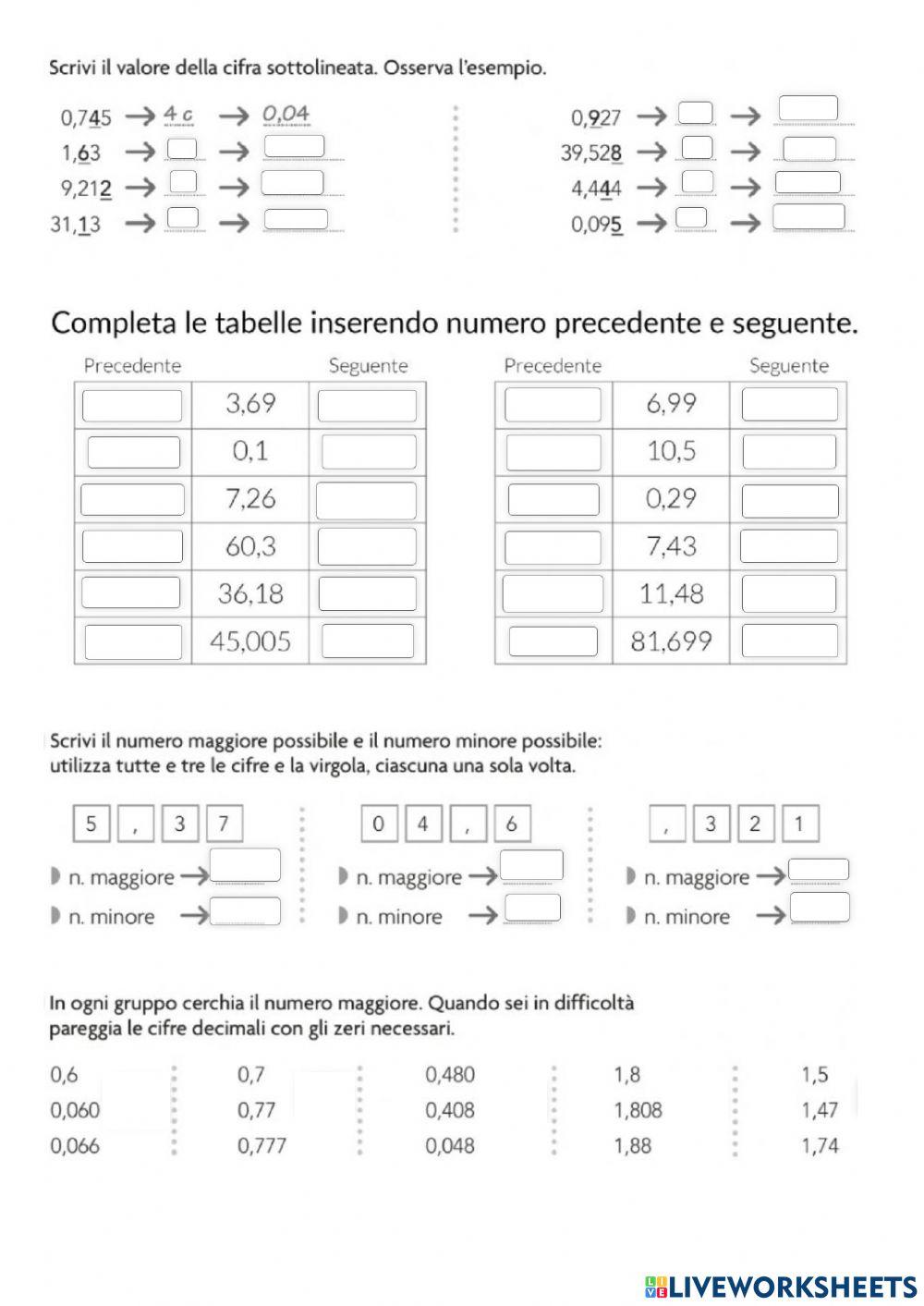 Confronto tra decimali