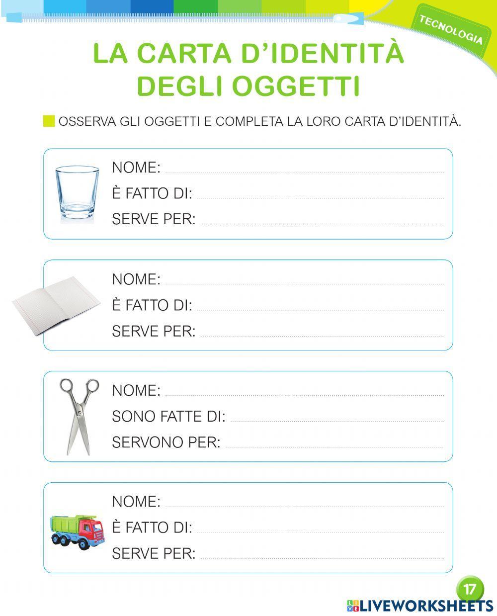 La carta d'identità degli oggetti