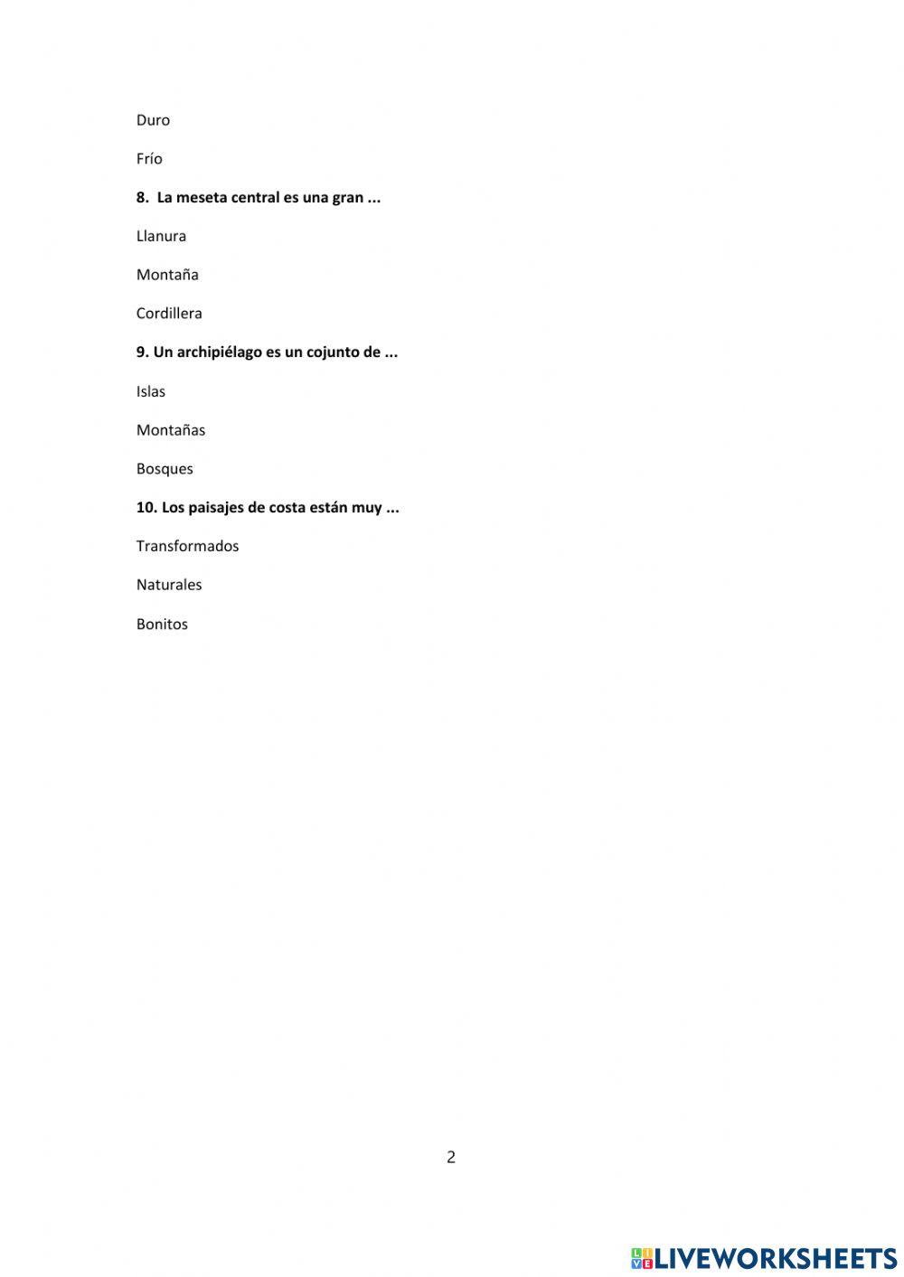 Examen ciencias sociales rocas