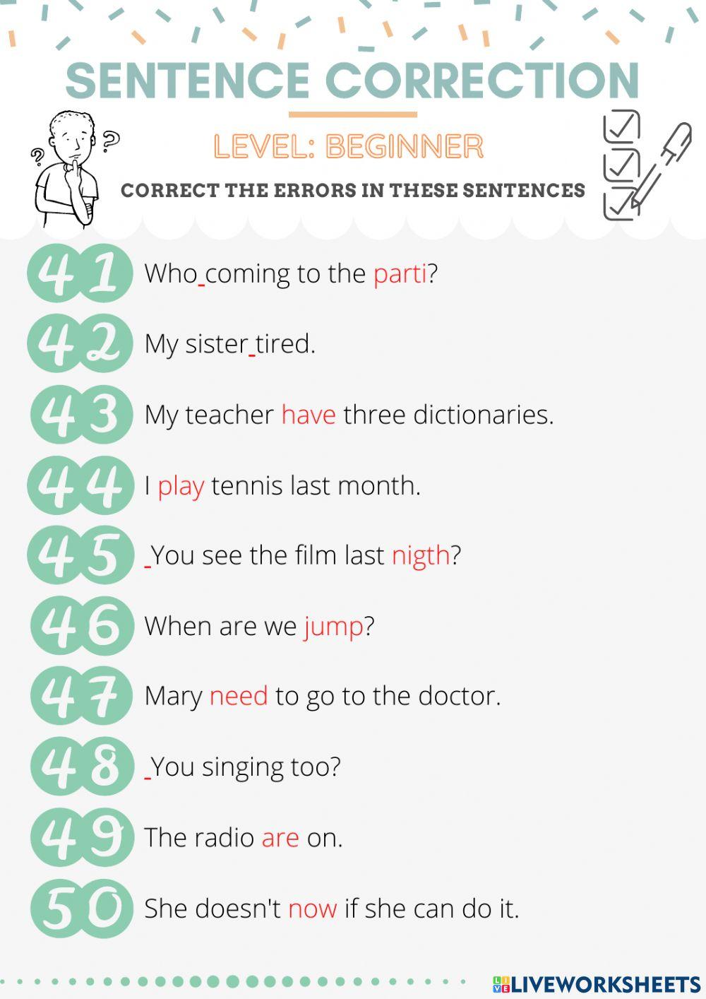 Sentence correction 4 (beginner)