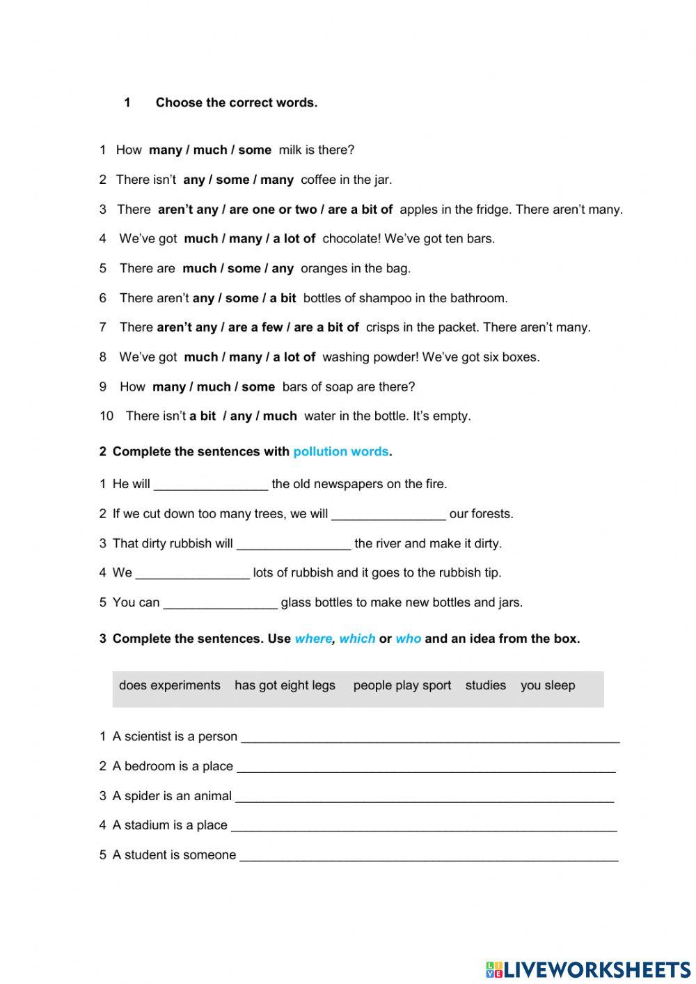 5min. - pollute + a bit + which