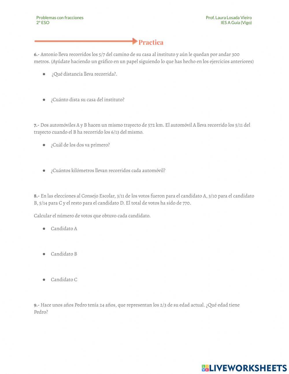 Problemas con fracciones 1