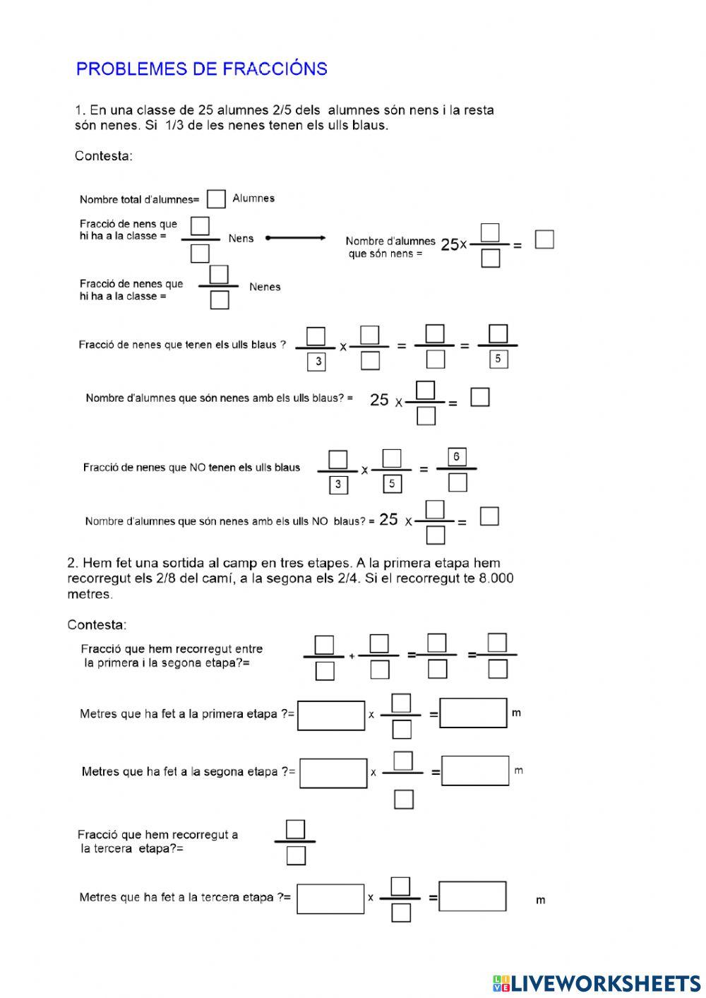 Problemes de fraccions