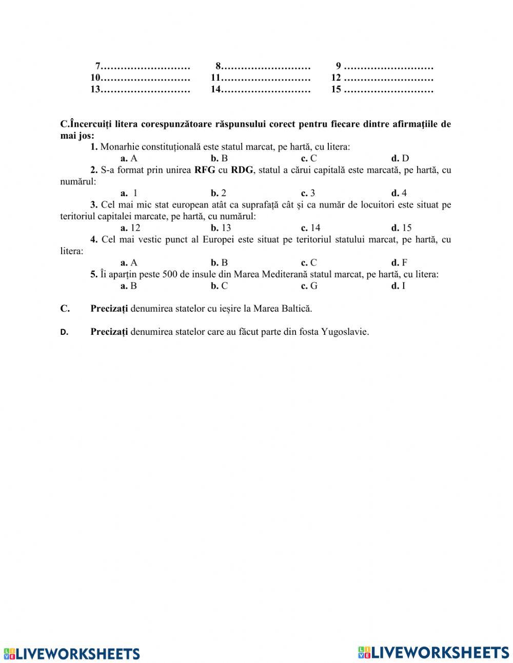 Statele și capitalele Europei