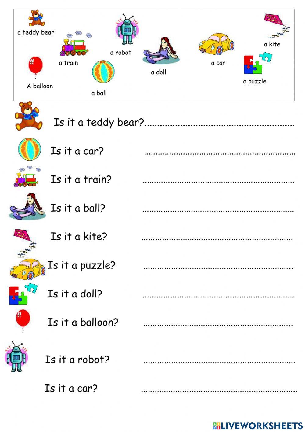 Toys questions online exercise for Live Worksheets