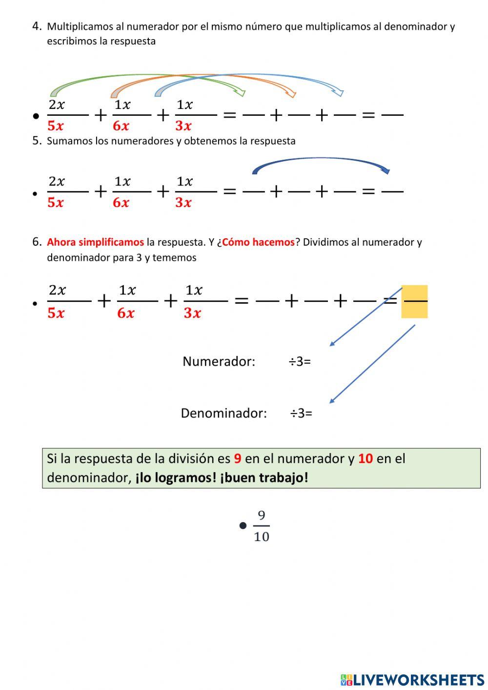 Suma de de fracciones heterogéneas