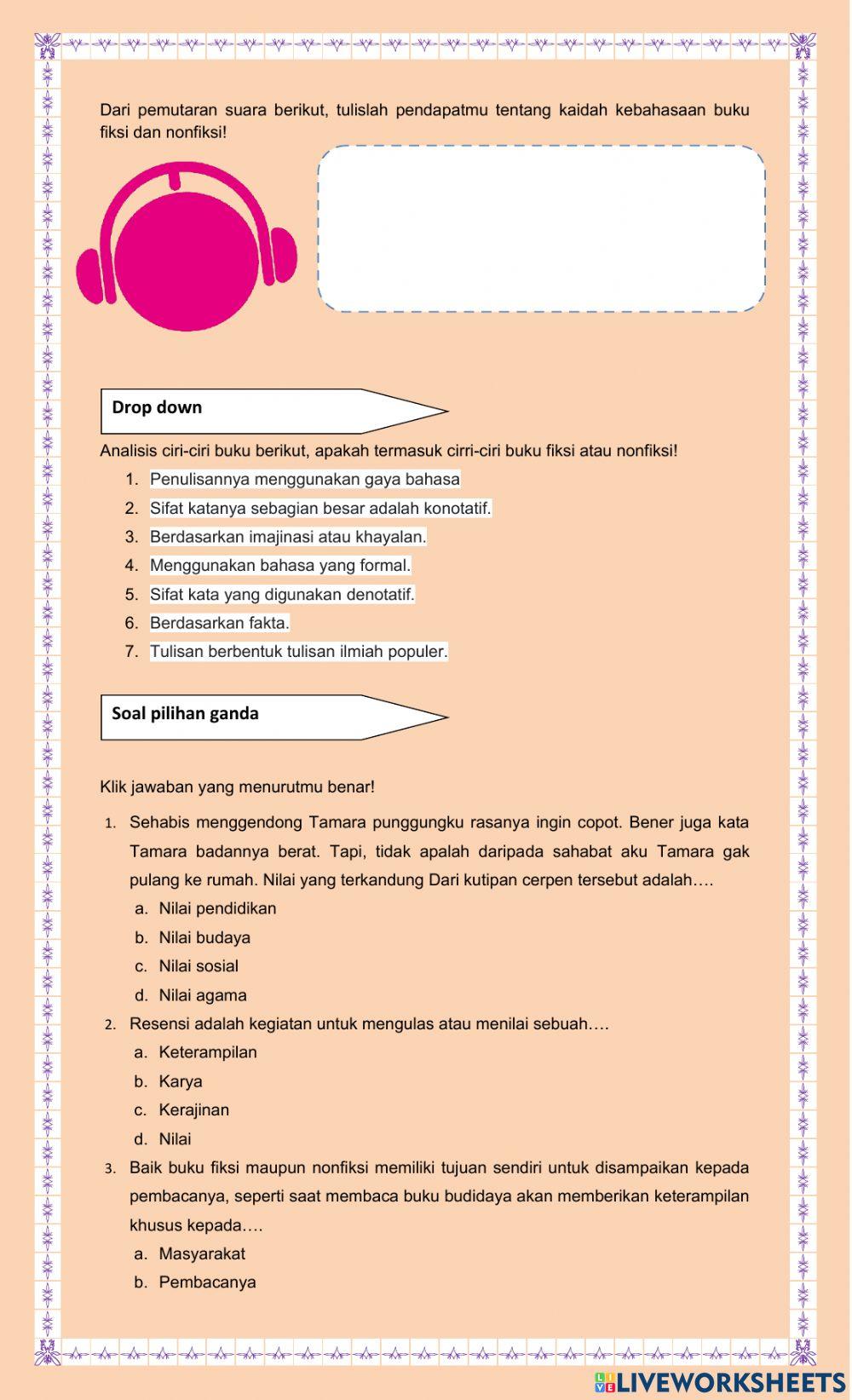 Latihan Soal Buku Fiksi dan Nonfiksi