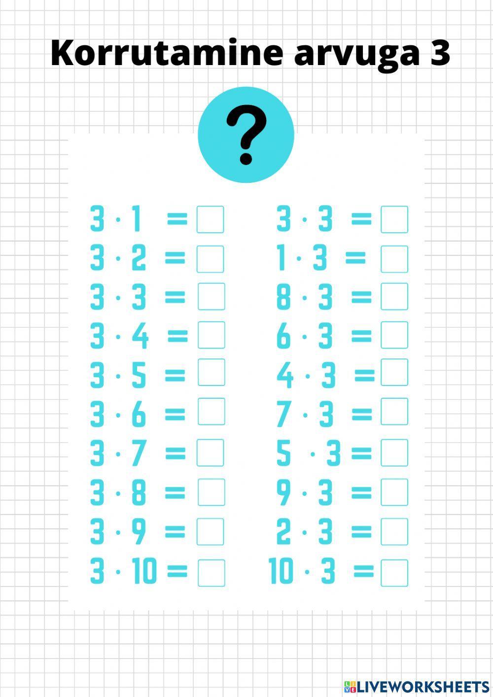 Korrutamine arvuga 3