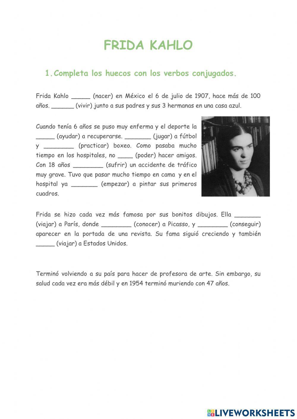 Biografía Frida Kahlo: verbos