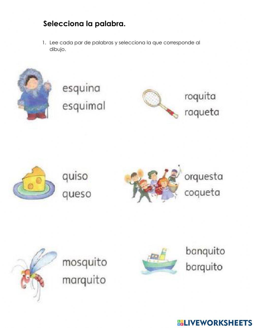 Selecciona la palabra correcta.