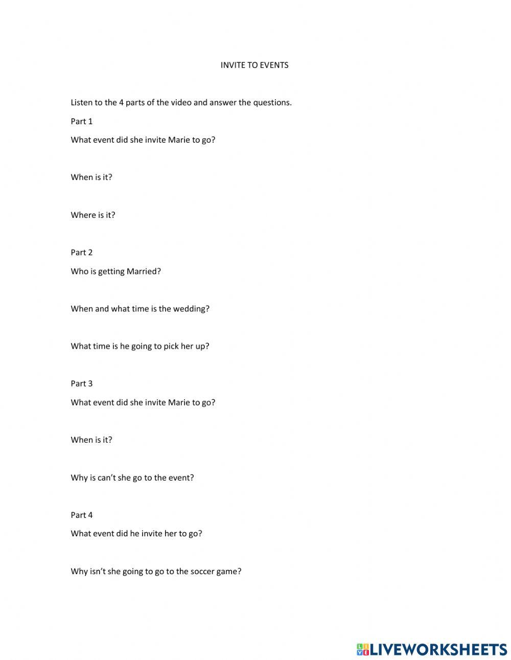 Inviting a person to an event