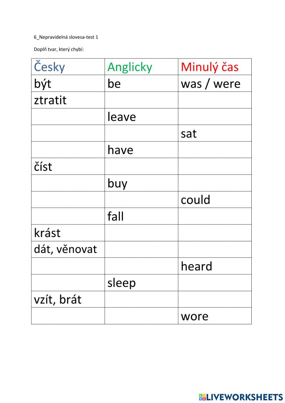 6-nepravidelná slovesa 1