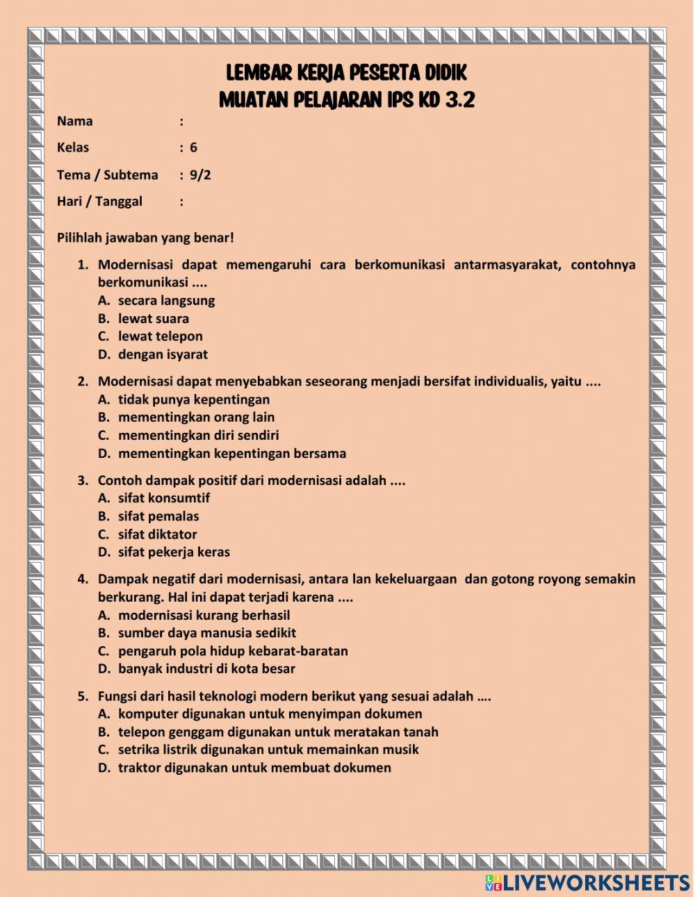 LKPD IPS KD 3.2 T9 ST2 Kelas 6