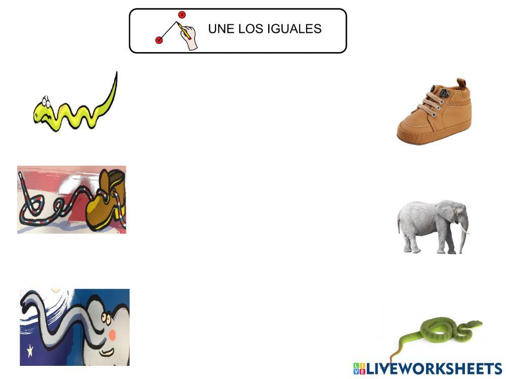 Unir fotos y dibujos. Lola busca su cola