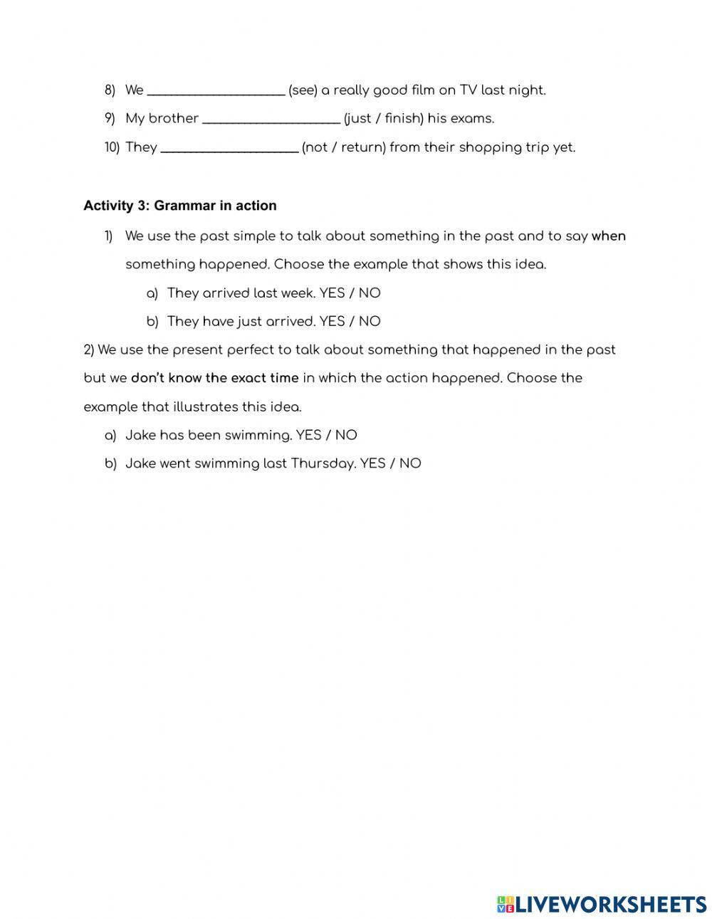 Present perfect and Past simple revision