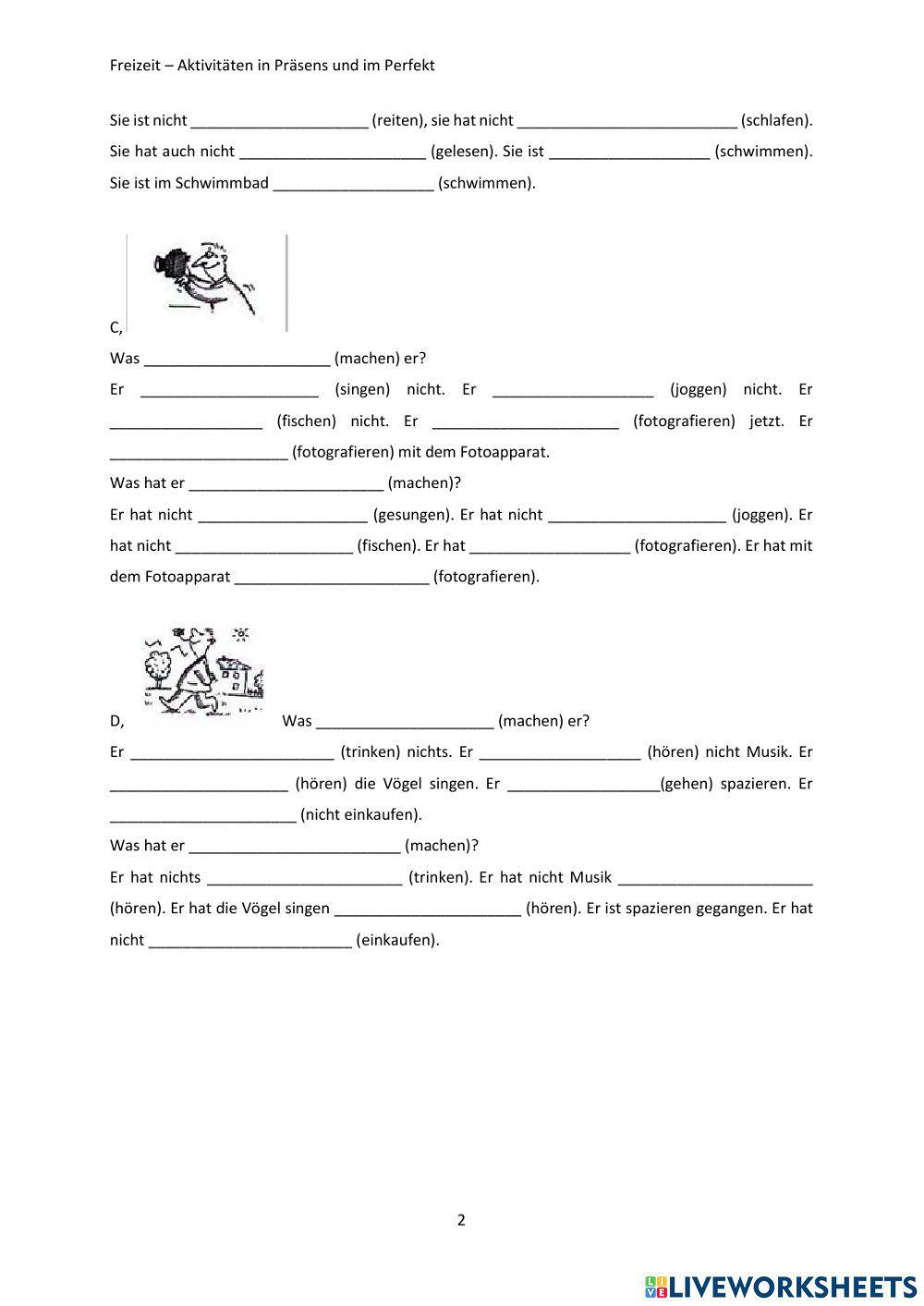 Freizeit - Präsens und Perfekt