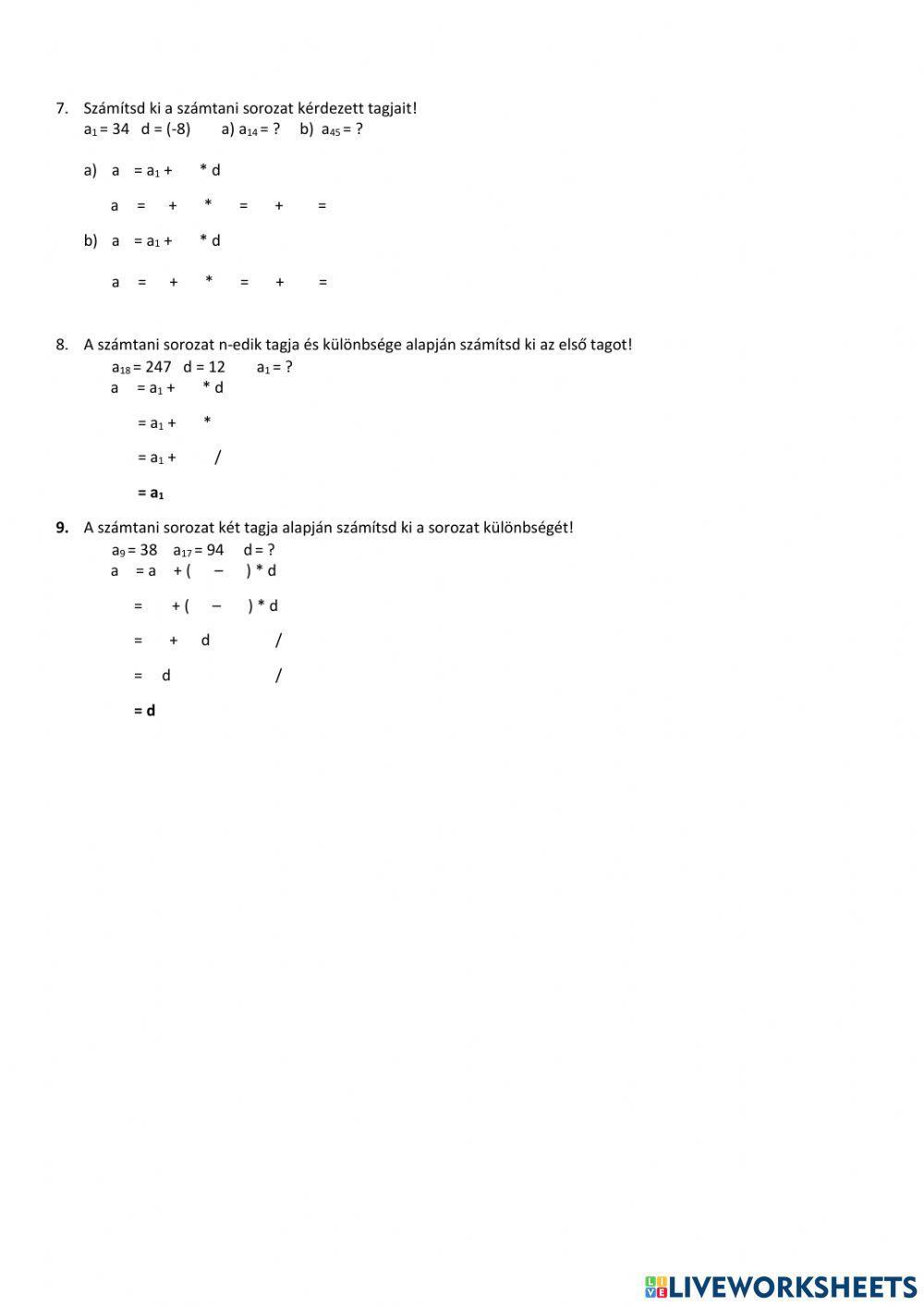 Témazáró dolgozat B csoport (Függvény, sorozat)