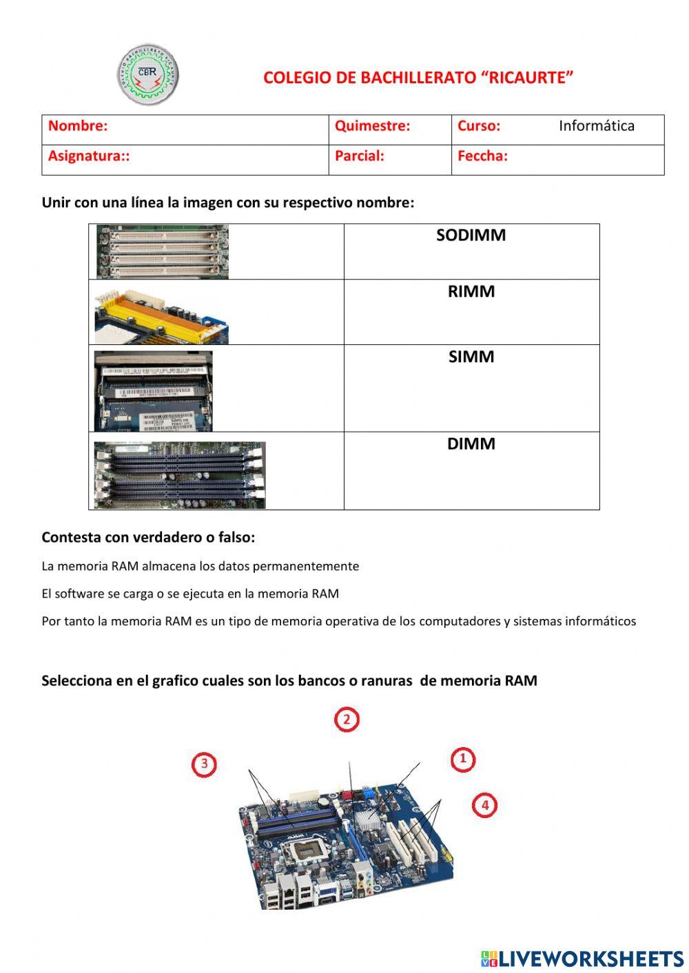 FICHA 01 MEMORIAS RAM 2DO INFORMATICA
