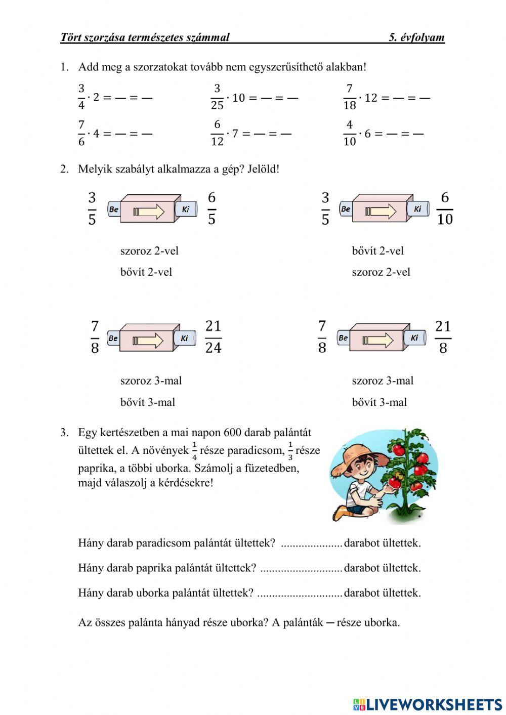 Tört szorzása természetes számmal