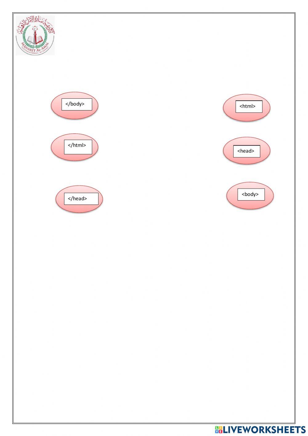 Html exercise for الصف التاسع | Live Worksheets