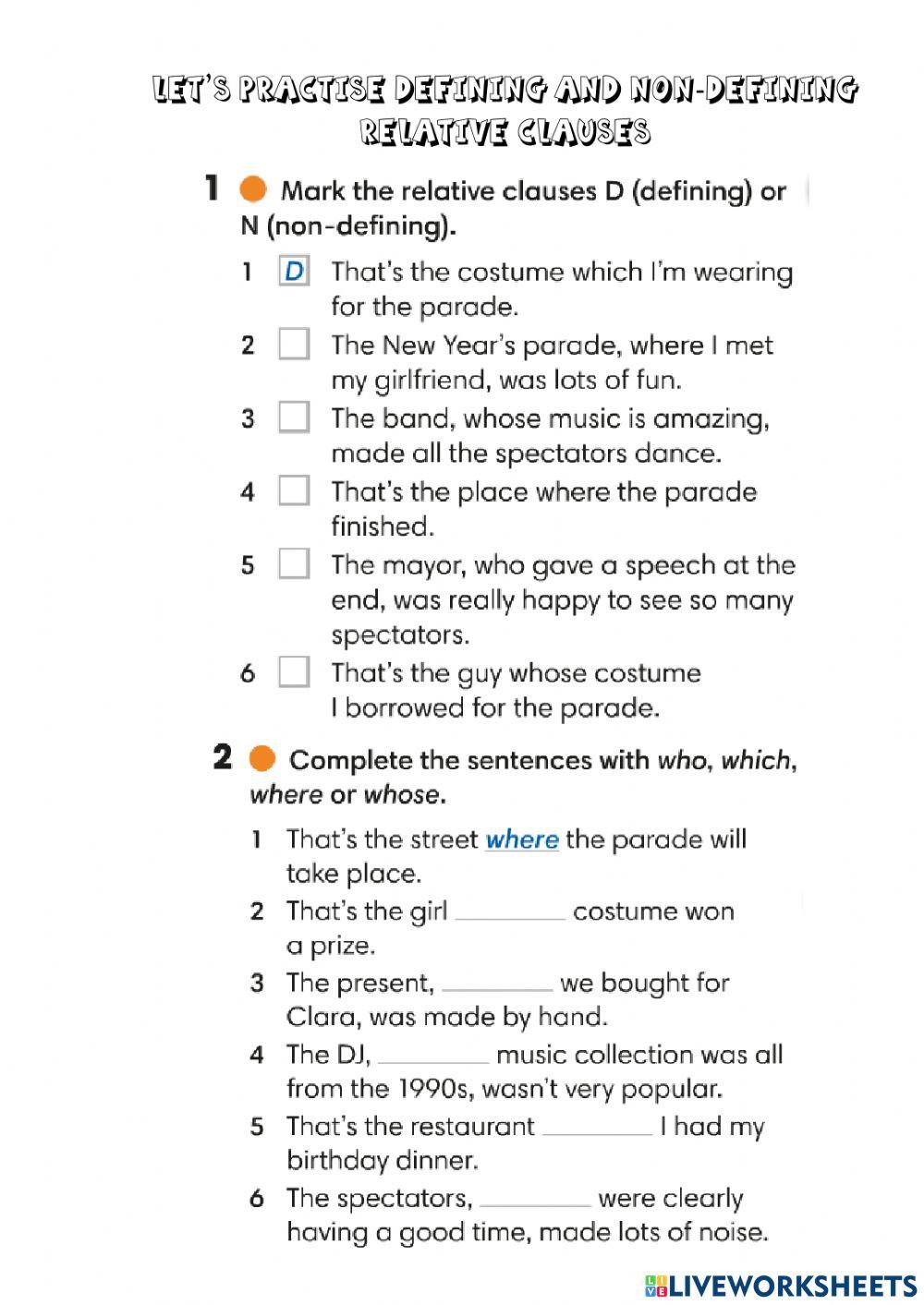 Defining And Non defining Relative Clauses Online Exercise For Live defining-and-non-defining-relative-clauses-online-exercise-for-live