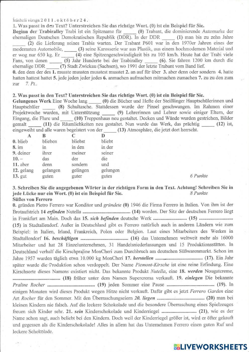 Német érettségi - középszint