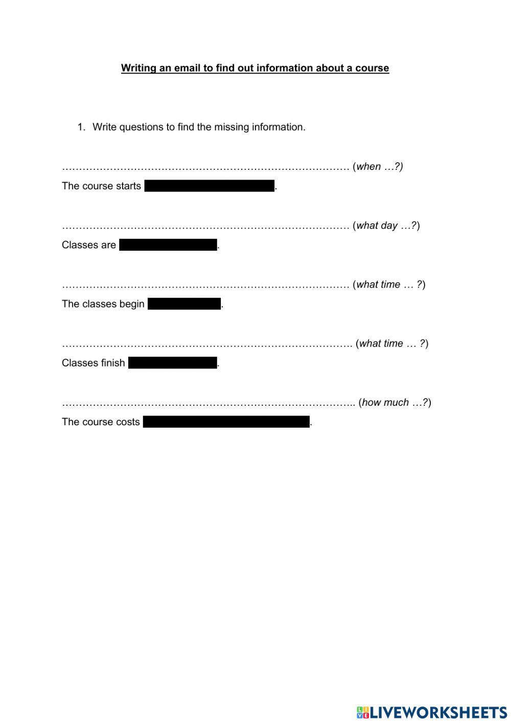 Writing an email about a course