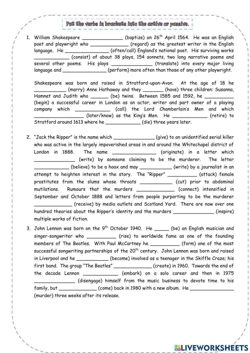 Active and Passive Voice