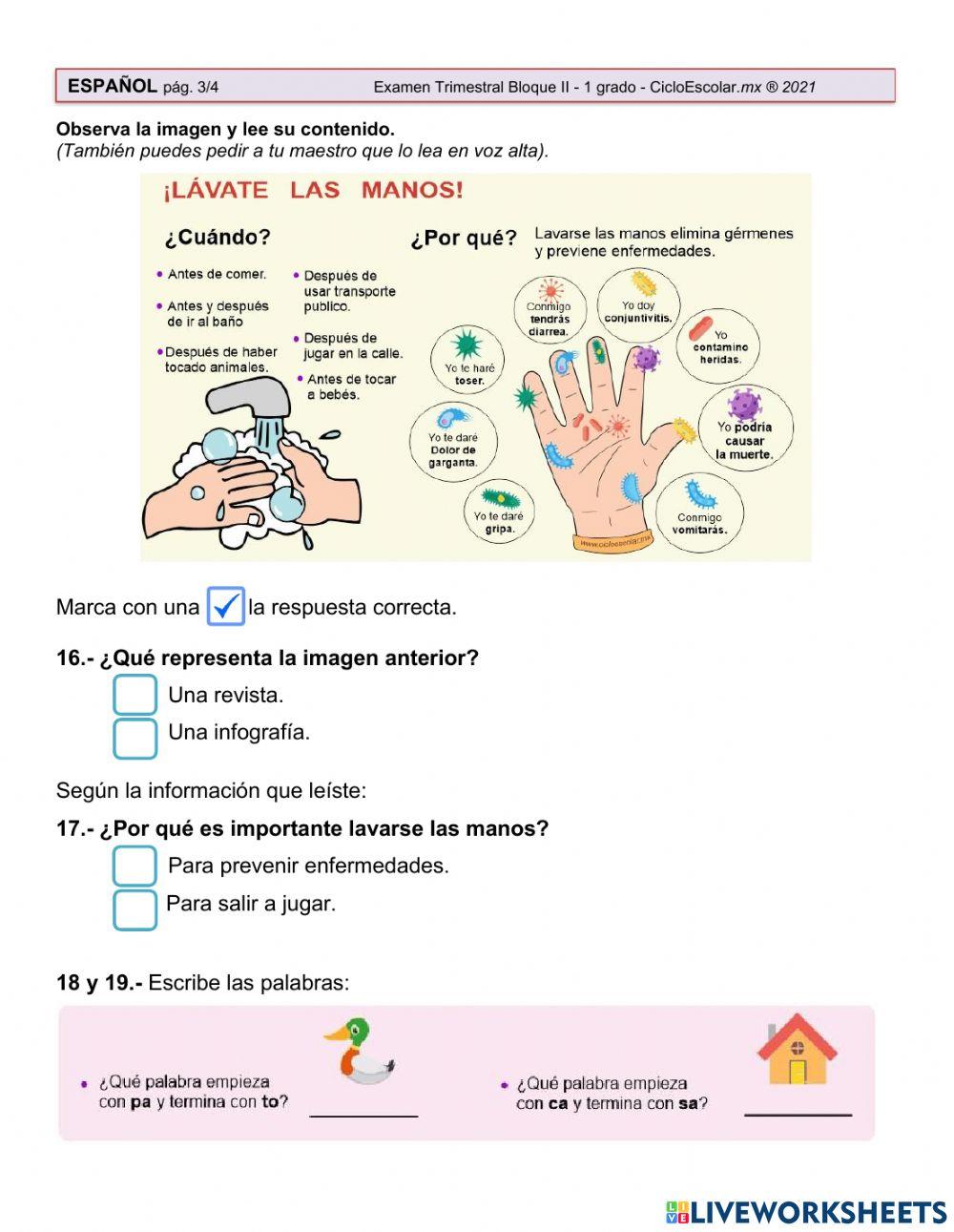 Evaluación de Español segundo periodo