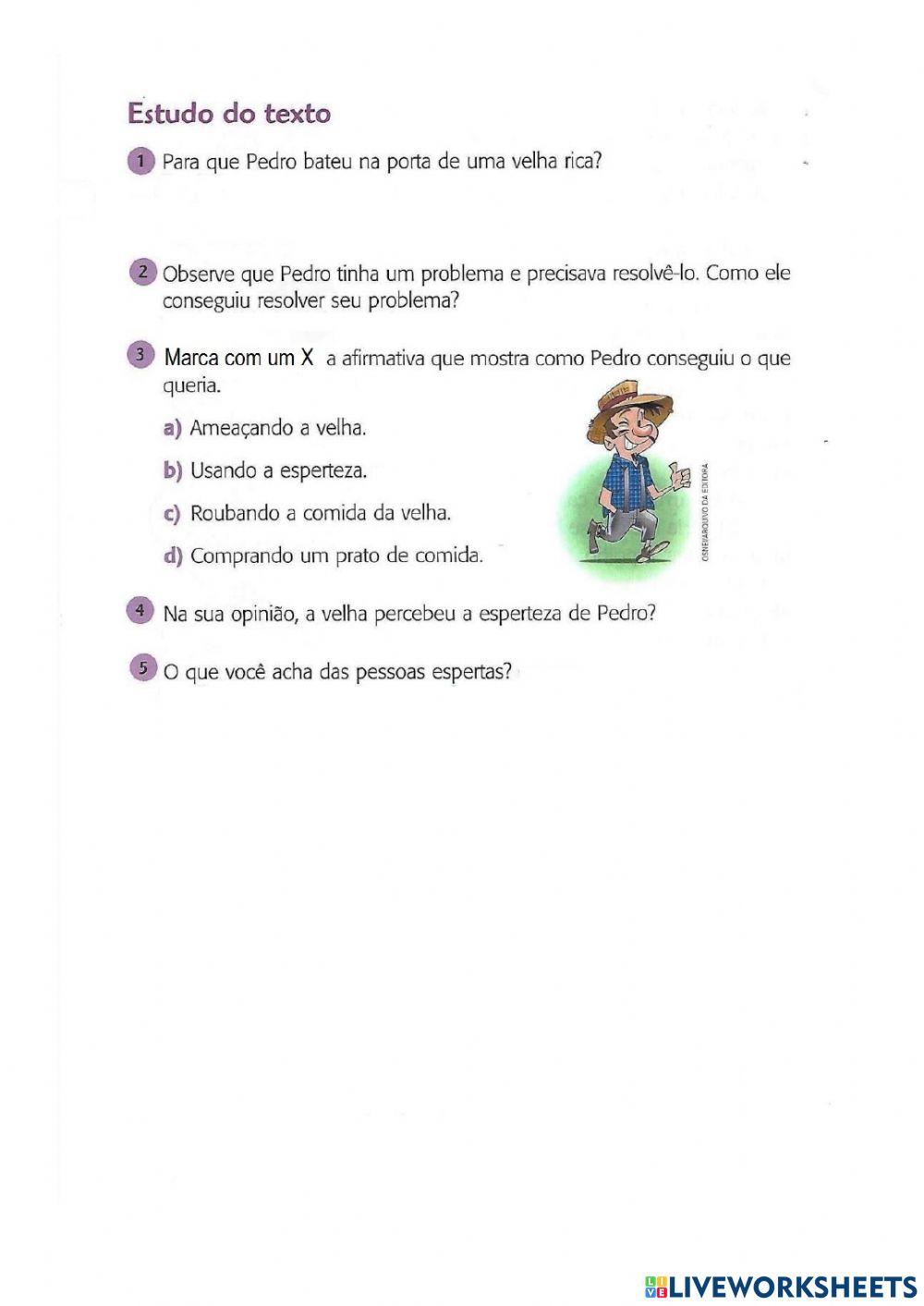 Compreensão conto de artimanha