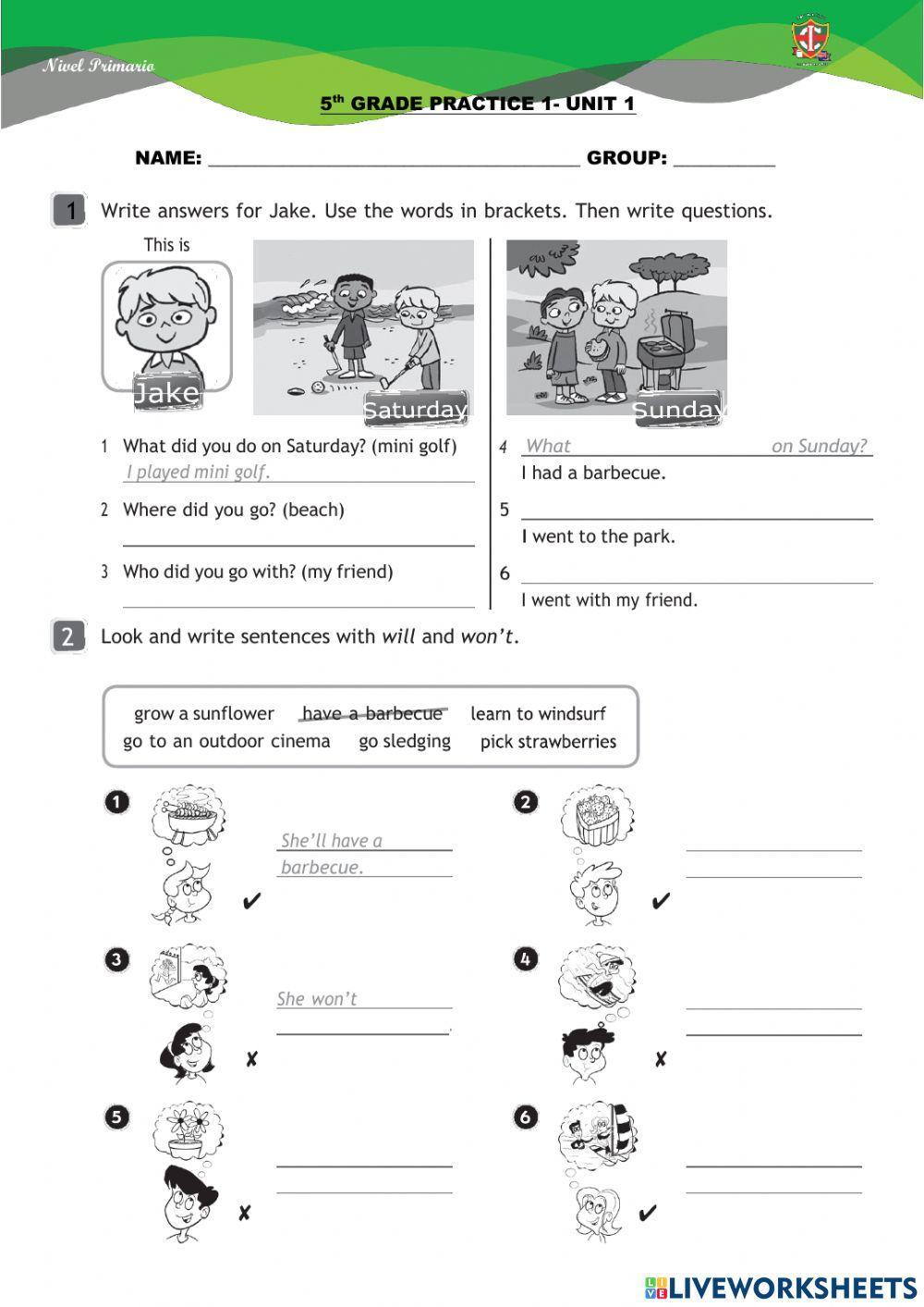 5th GRADE- UNIT 1- WORKSHEET 1