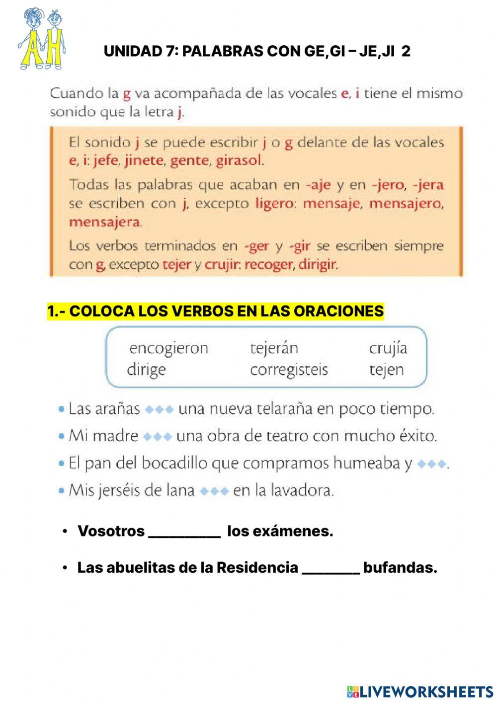 Palabras con g-j ficha 2