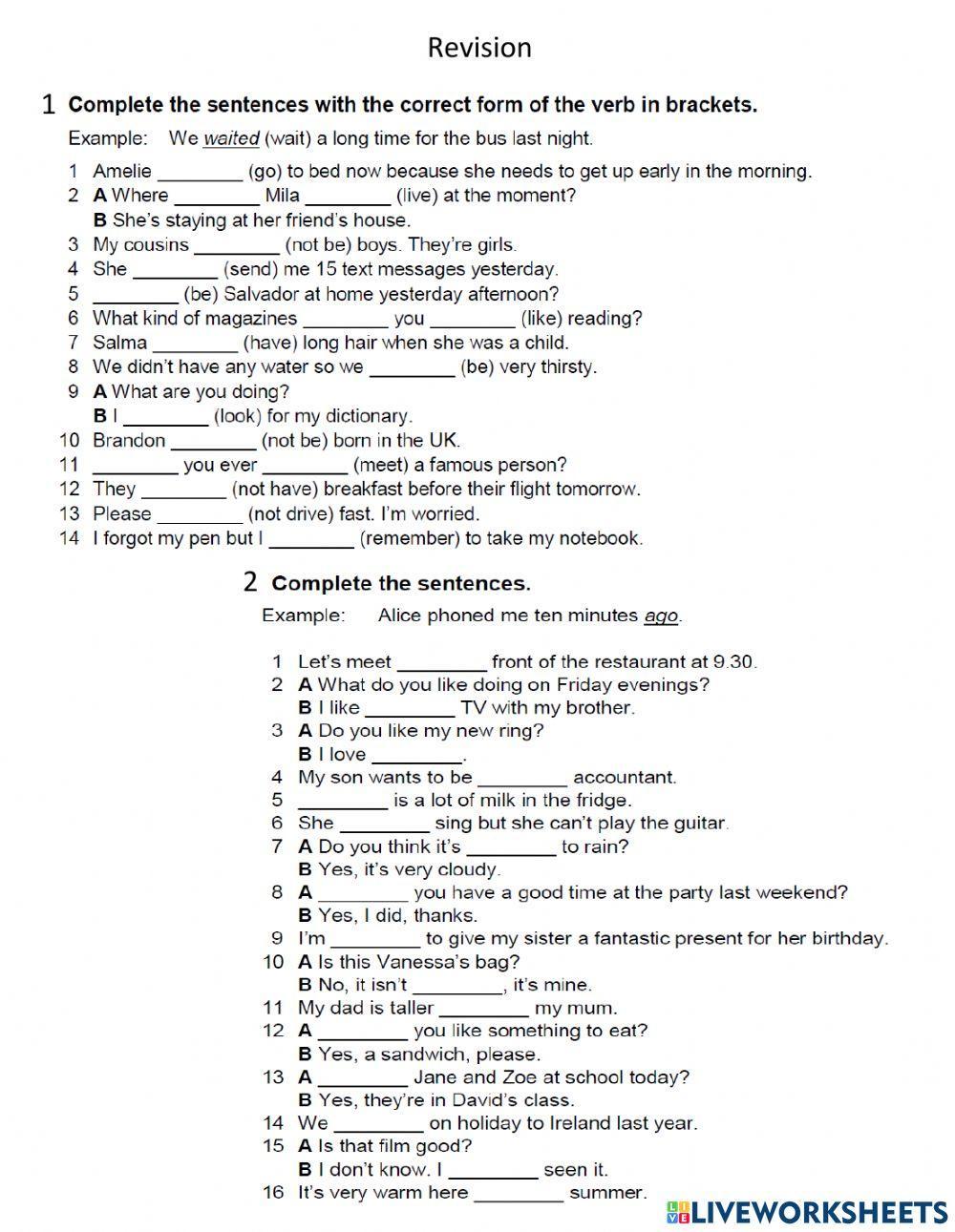 Revision-EF Elementary unit 1-12