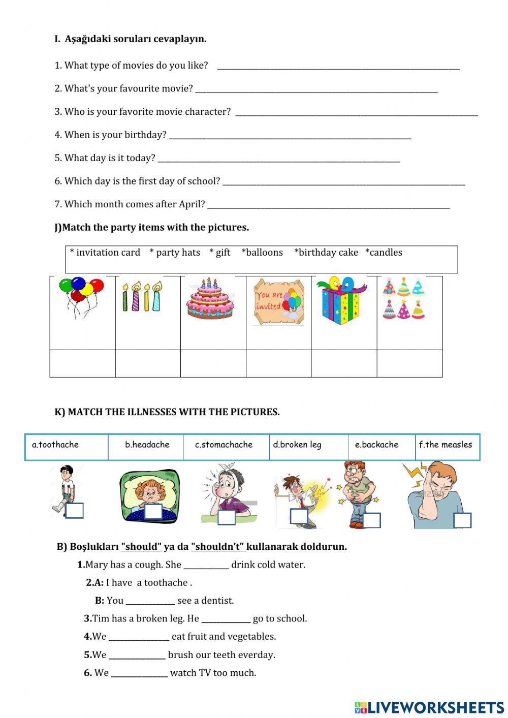 5 sınıf TEKRAR-5th Grade Revision