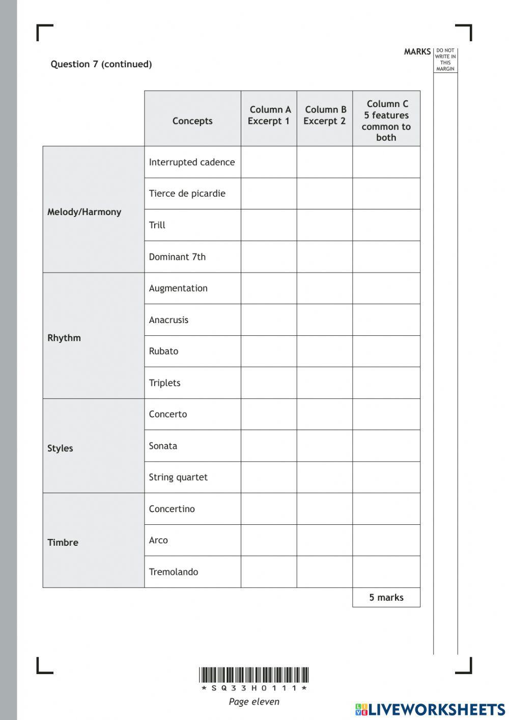 Higher Music UM - 2014 Specimen Paper Q1,2,3,5,7,8