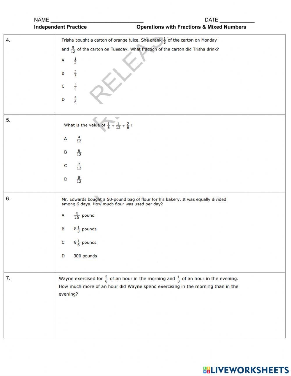 Operations with Fractions