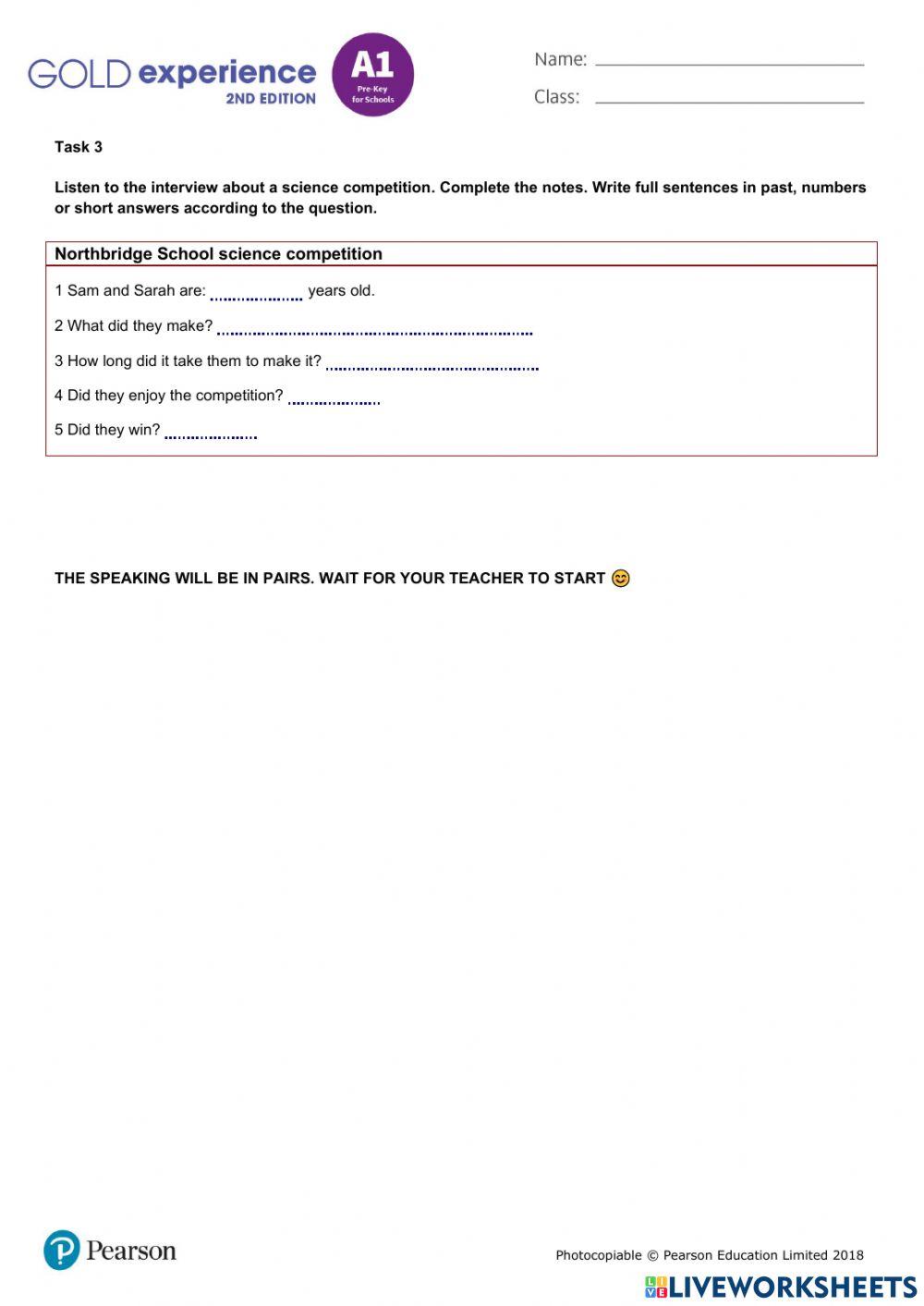 Final exam: Listening and speaking