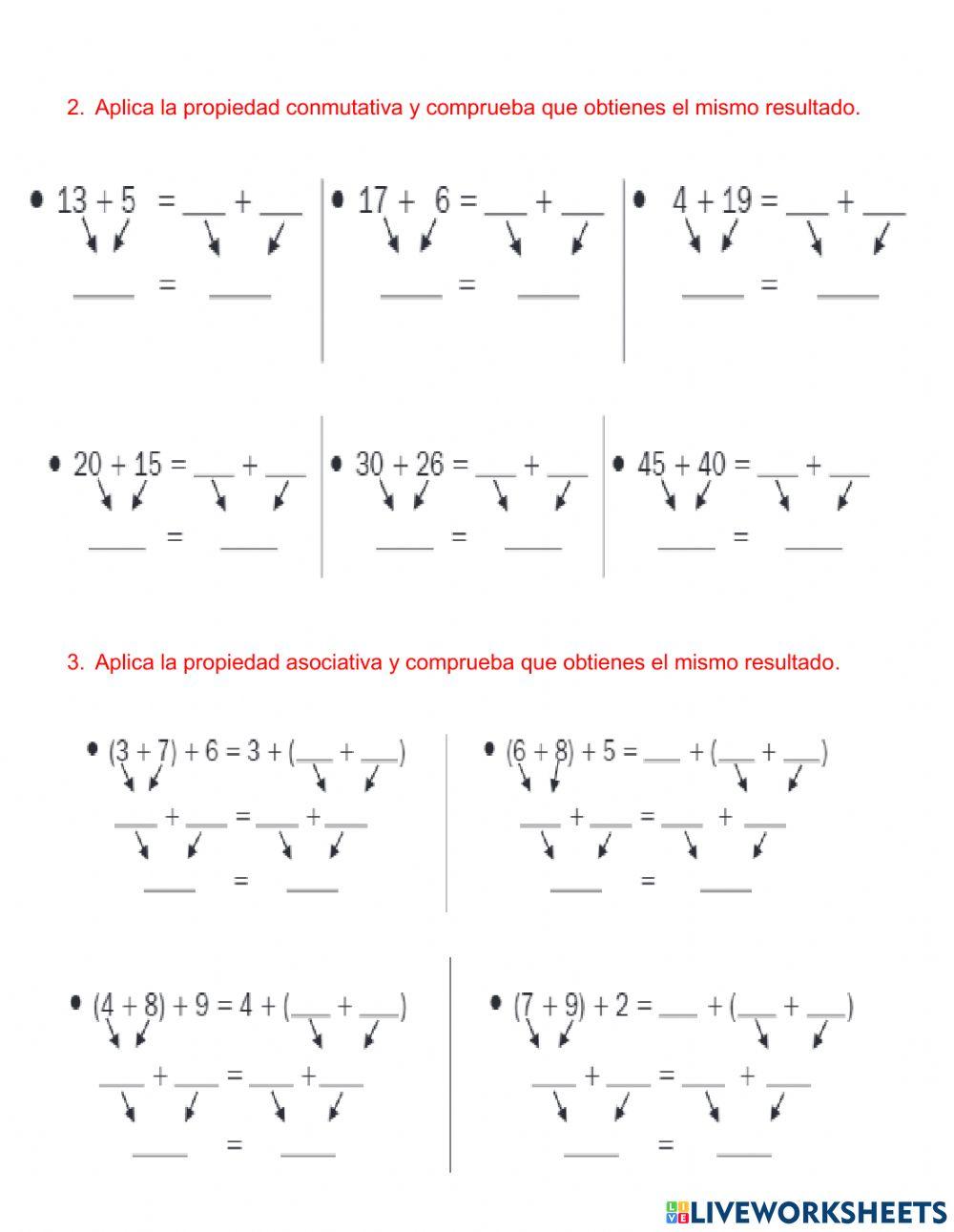 Lección de las propiedades de la suma