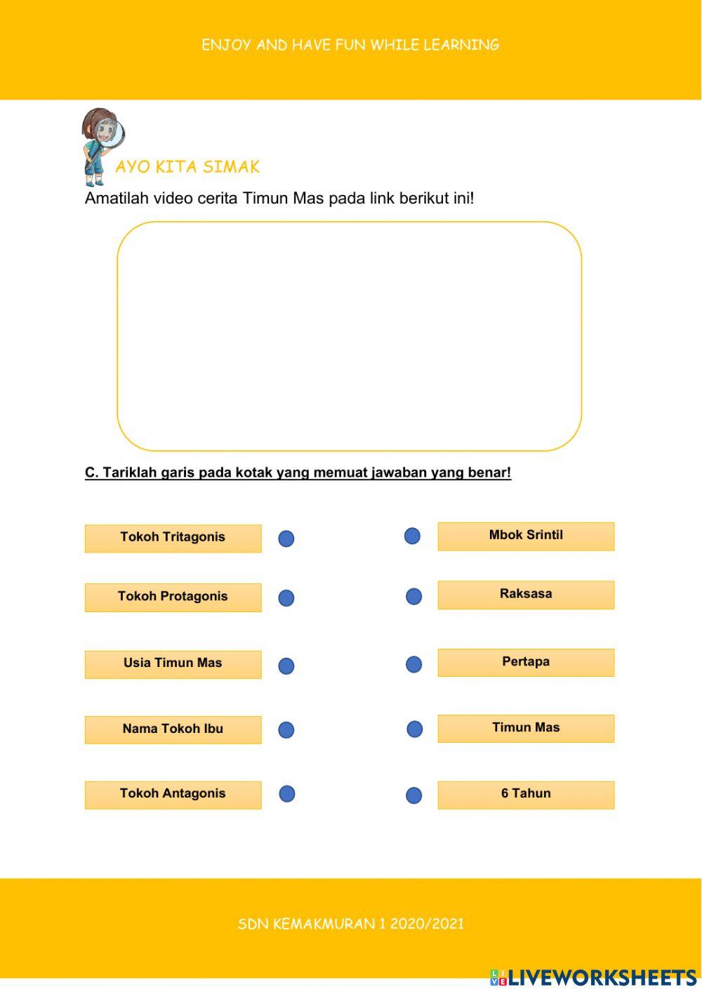 LKPD Bahasa Indonesia Penokohan dalam Cerita Fiksi Kelas 4 SD