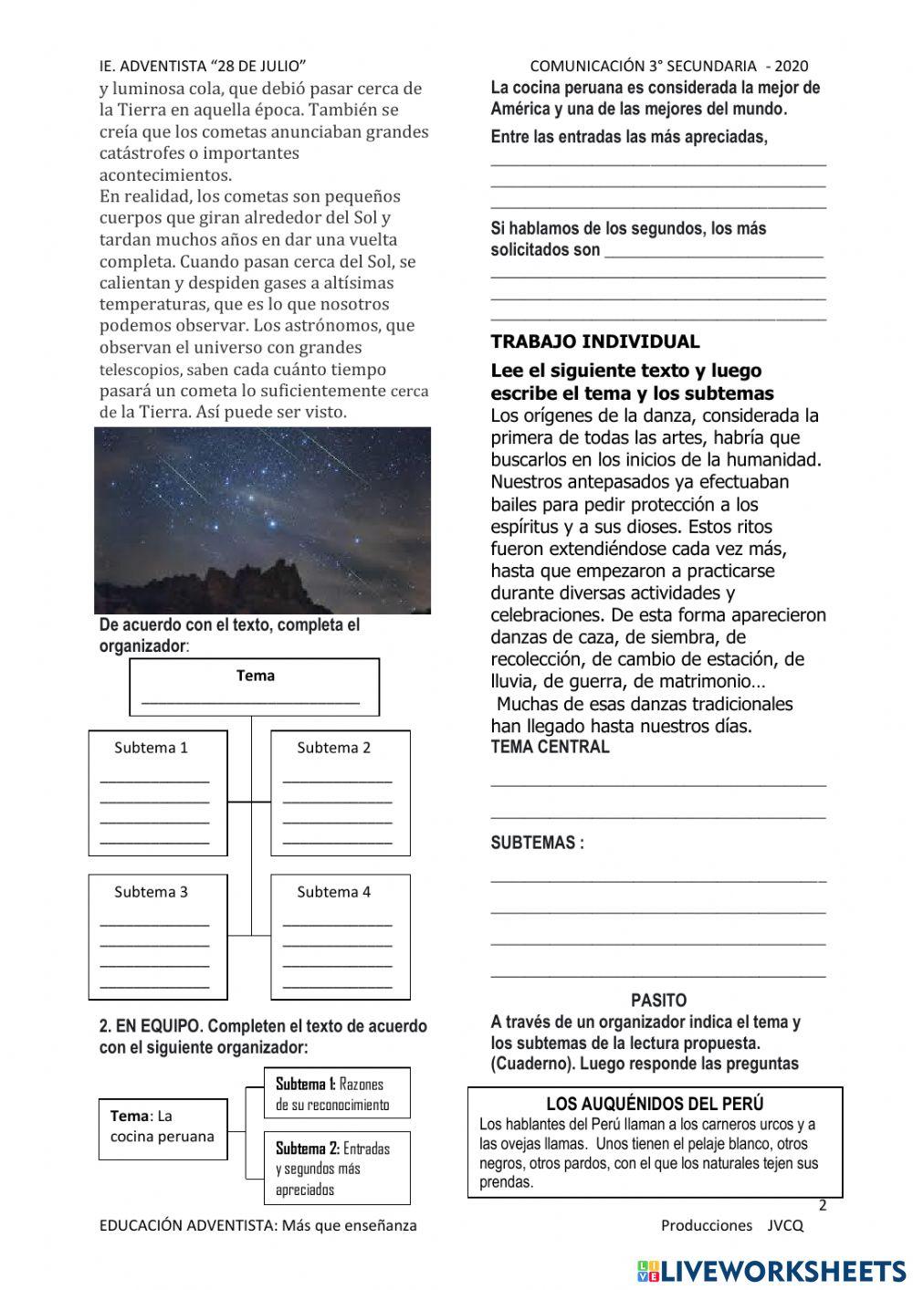 El tema y el subtema