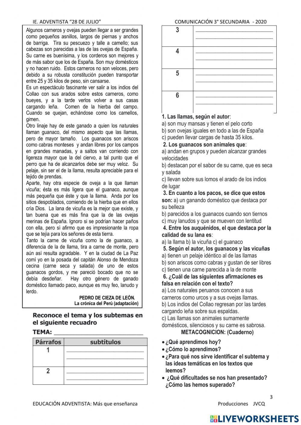 El tema y el subtema