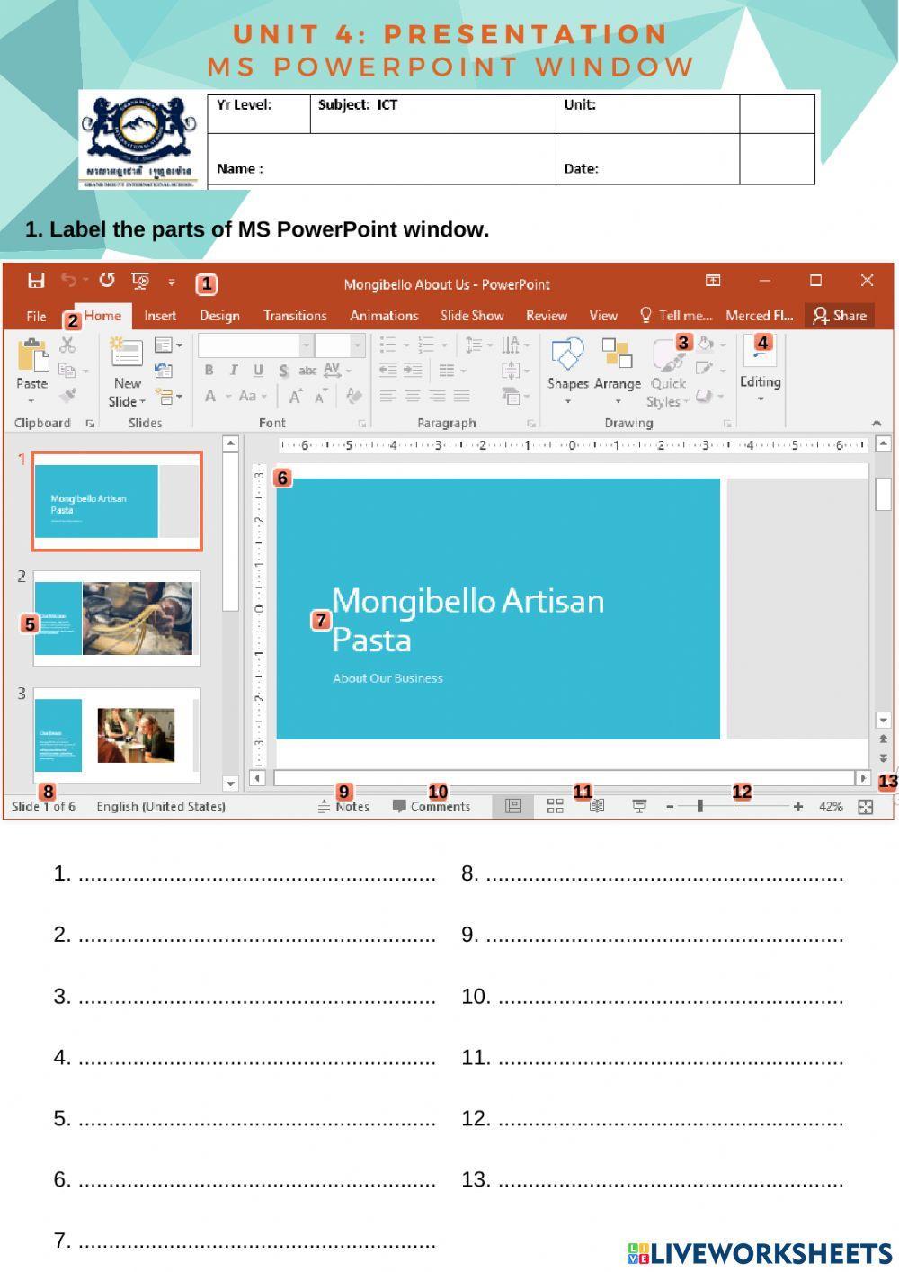 Presentation: MS PowerPoint Window