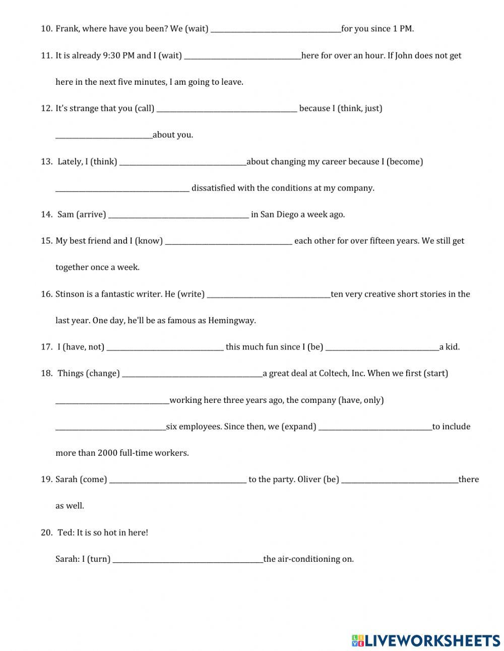 Verb tenses review quiz 2