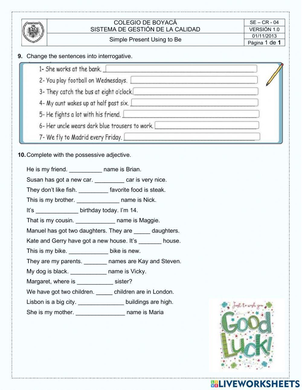 Personal information and simple present