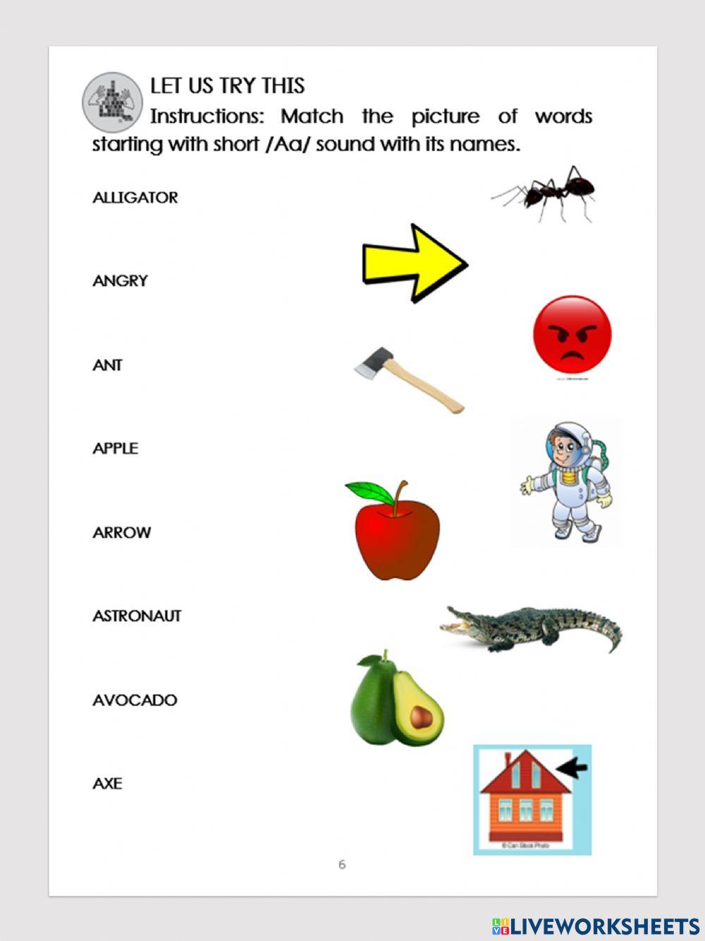 Words starting with short -Aa- sound