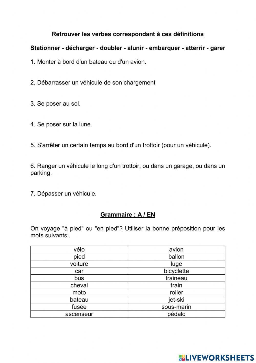 Les mots synonymes du voyage