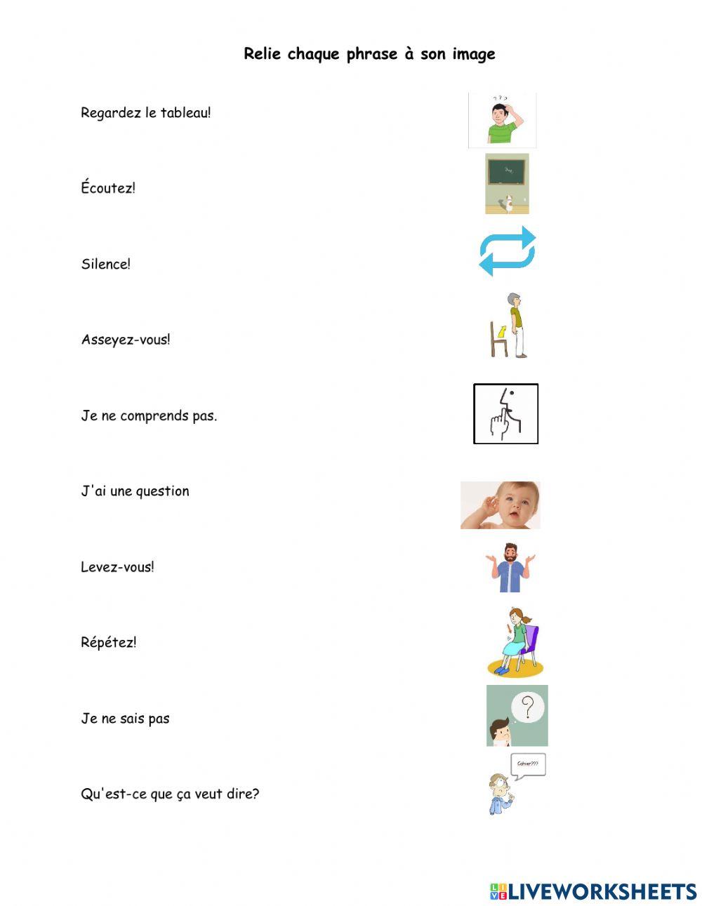 Expressions utiles pour la classe