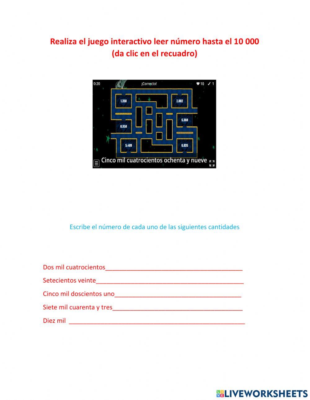 Número naturales hasta el 10000